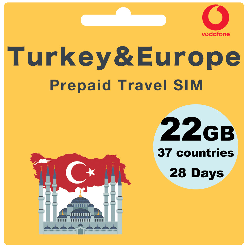Tarjeta SIM Viajes Europa y Reino Unido 22GB 28 Días - Vodafone