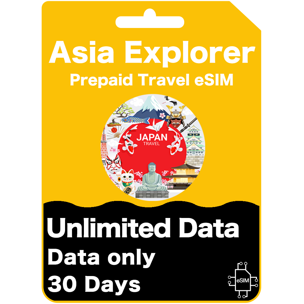 Asia Explorer Prepaid Travel eSIM Card - 10 Destinations