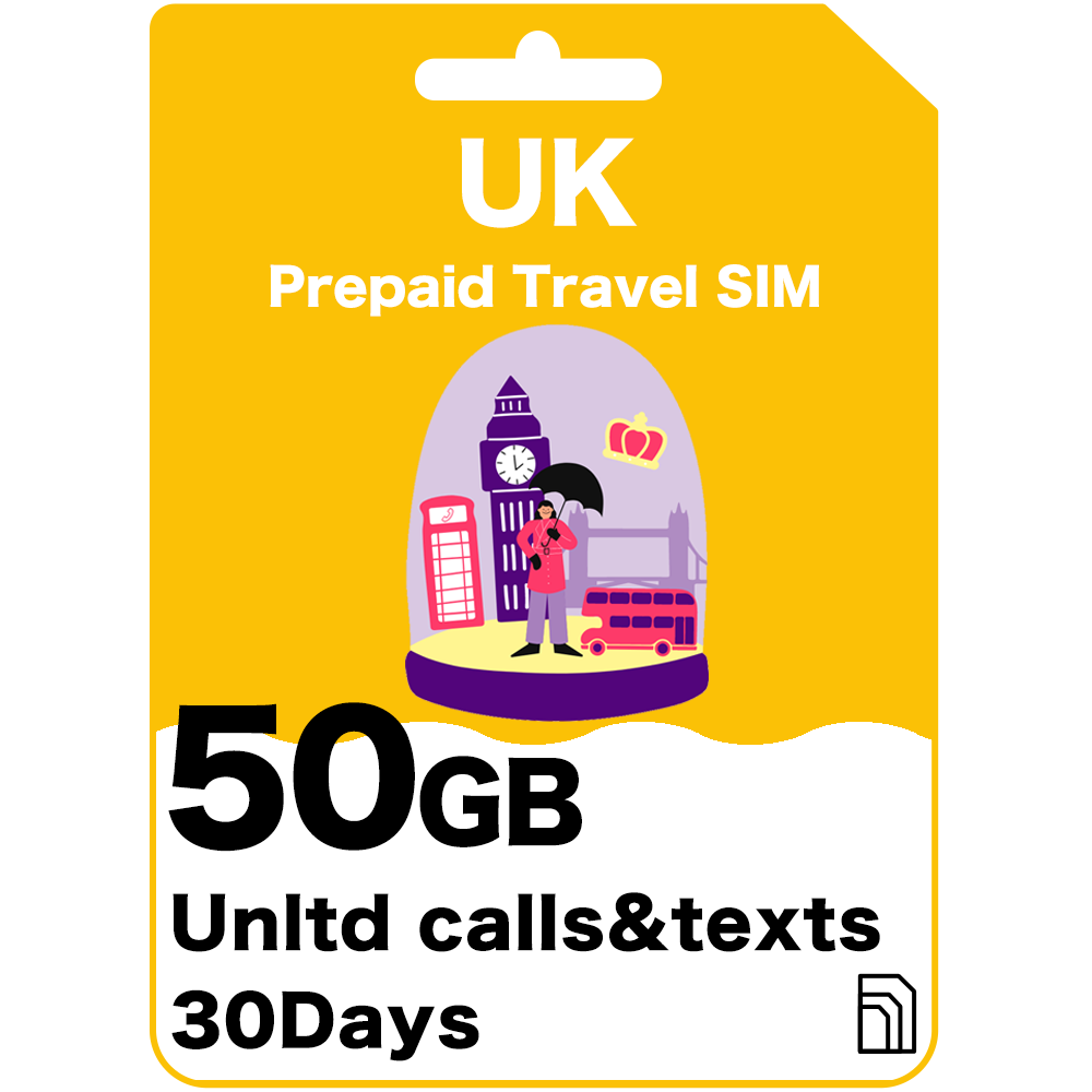 UK Prepaid Travel SIM Card - EE UK