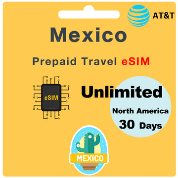 Mexico Prepaid Travel eSIM Card Unlimited Data 30Days - AT&T