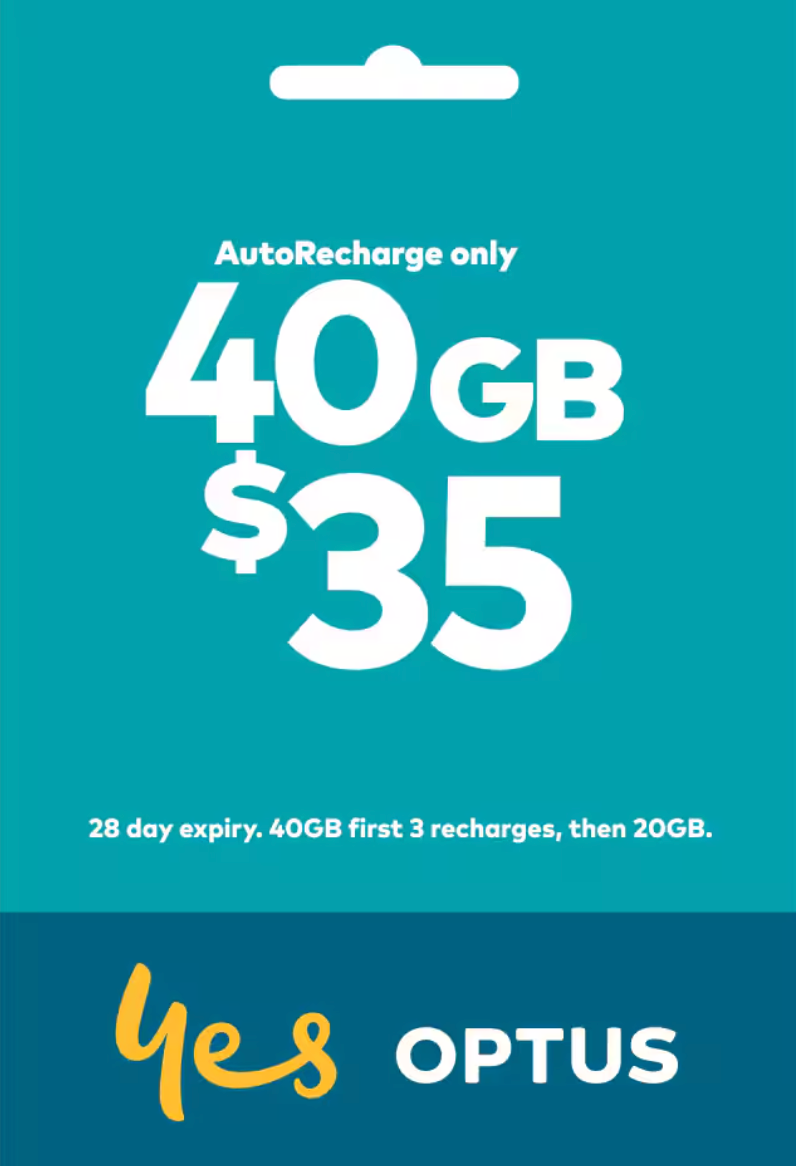 Australia Travel SIM Card 40GB 28Days - Optus