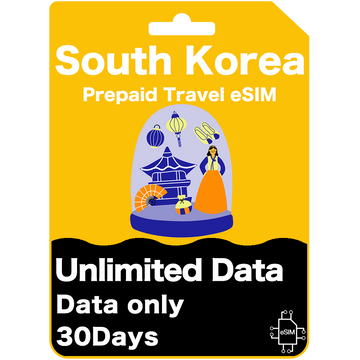 South Korea Prepaid Travel eSIM Card Unlimited Data