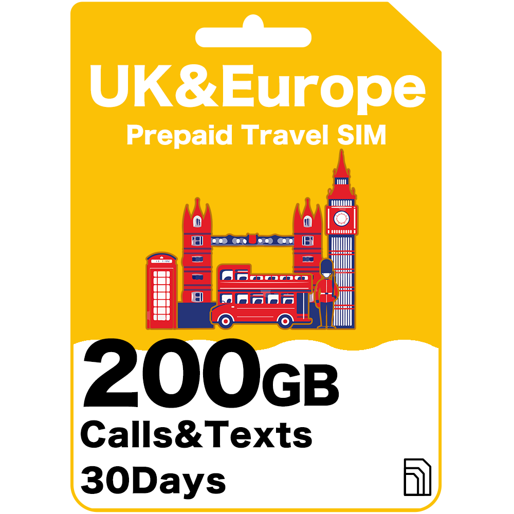 UK & Europe Prepaid Travel SIM Card - Three UK