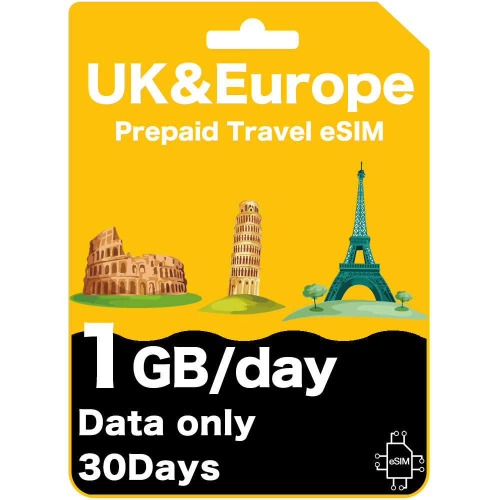 UK & Europe Prepaid Travel eSIM Card