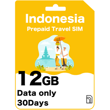 Indonesia Prepaid Travel SIM Card 12GB 30Days