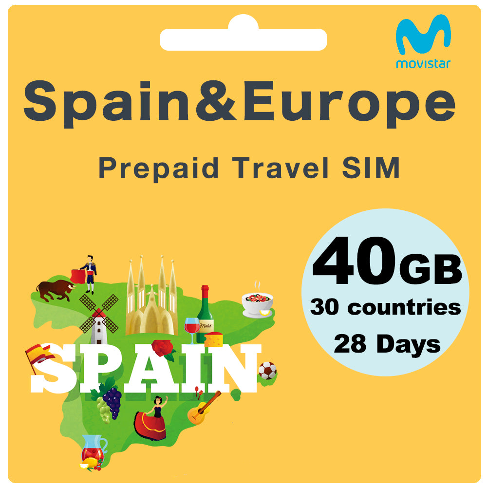Tarjeta SIM Prepago Viajes Europa y Reino Unido 11GB 28 Días - Movista